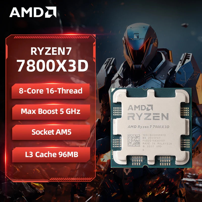 [NEW] AMD Ryzen 7 7800X3D (R7 7800X3D) - CPU 8-Core 16-Thread 5GHz Unlocked Desktop Processor Socket AM5 Gaming CPU Without Package