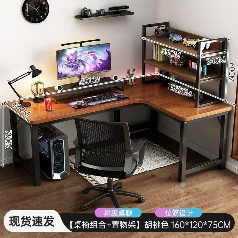 Modern Corner Computer Table - Desk, Home, Double Gaming Desk for Office, Designer L-shaped, Office Computer Desk with Bookshelf Furniture