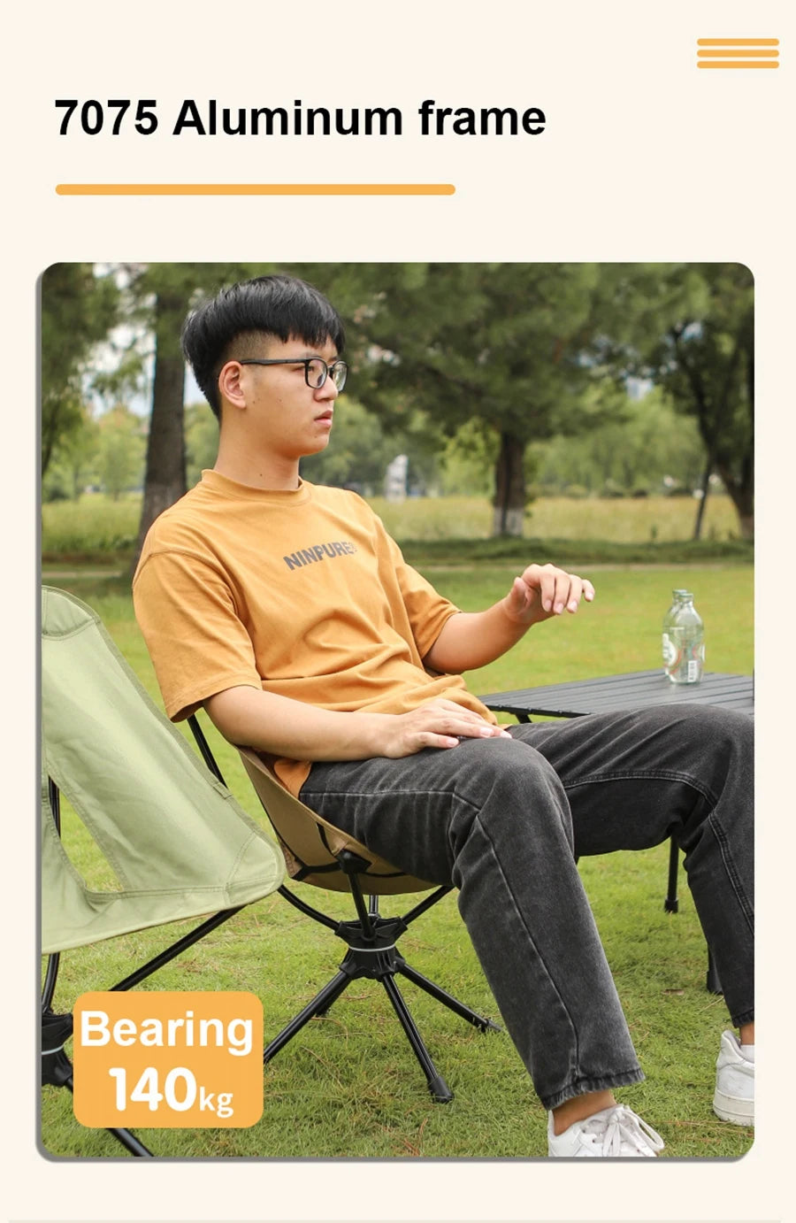 * Folding Chairs - Lightweight Rotatable Swivel Chair for Gaming, Camping, Beach, Fishing, Chairs with Carry Bag for Picnic Hiking