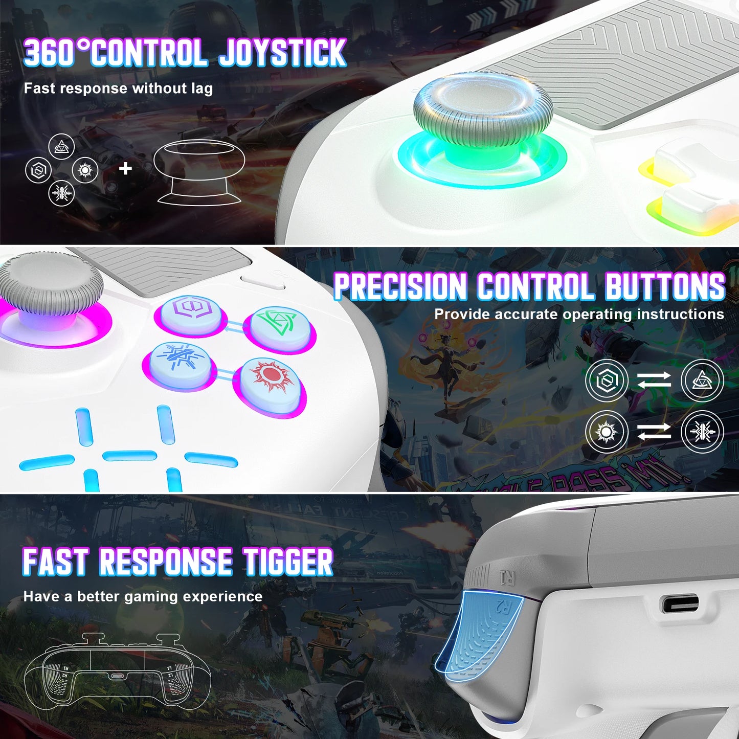 PS3/PS4/PS5 Wireless Controller - Gamepad For Ps5/Ps4 Console, P5 Wireless Controller, Dual Vibration Hall Effect, With Turbo Touchpad, Gaming Remote Accessories