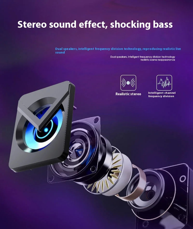 Computer Speakers - High Quality, Stereo Sound, Small Stereo, Subwoofer, Wired Speaker with RGB Light, Home, Office