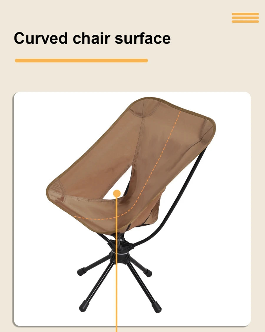 * Folding Chairs - Lightweight Rotatable Swivel Chair for Gaming, Camping, Beach, Fishing, Chairs with Carry Bag for Picnic Hiking