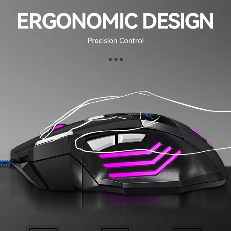 Gaming Computer Mouse #8 - USB Wired, 7 Button, Backlit Ergonomic, Backlight Adjustable
