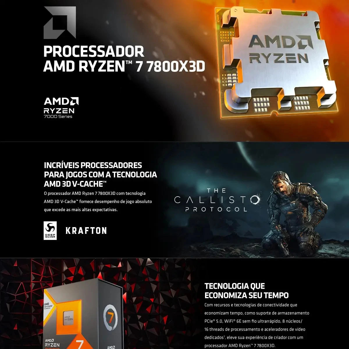 [NEW] AMD Ryzen 7 7800X3D - 8-Core, 16-Thread, L3=96M, 4.2GHz, 5NM Socket, AM5 120W, DDR5, R7 7800X3D Gaming Processor No Cooler