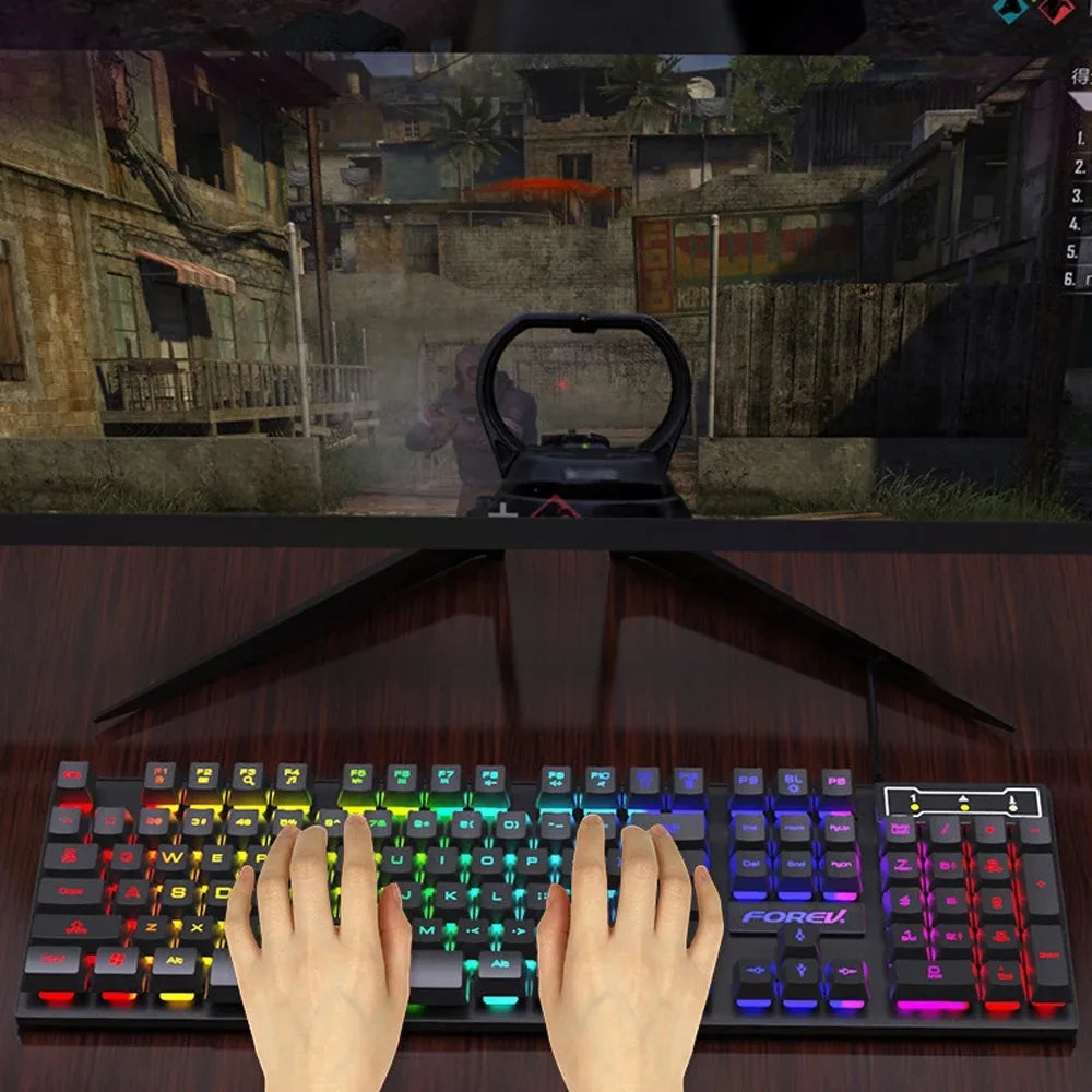 * Gaming Keyboard - 104 Keys, Wired Keyboard, RGB Colorful Gaming Keyboard, Mechanical Feel, Keyboard Standard, Keyboard for Windows, Laptop, Computer