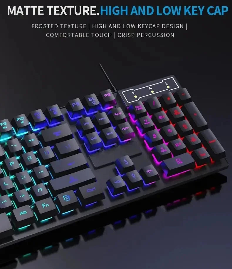 * Gaming Keyboard with Gaming Mouse - 104 Key Backlit Mechanical Keyboard, Wired Gaming Keyboard, Waterproof, Luminous Keyboard And Mouse Set for Gamer PC, Laptop, Office