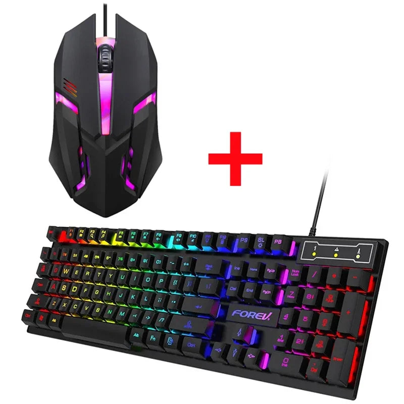 * Gaming Keyboard with Gaming Mouse - 104 Key Backlit Mechanical Keyboard, Wired Gaming Keyboard, Waterproof, Luminous Keyboard And Mouse Set for Gamer PC, Laptop, Office