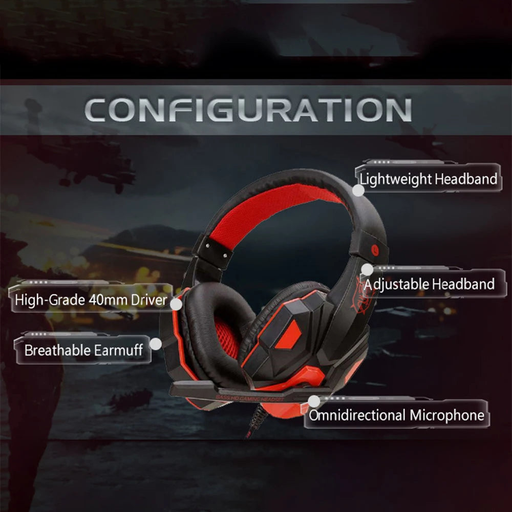 * Gaming Headphones with Microphone - Over-Ear Gaming Headsets, 3.5mm Wired Headphones, Music, Stereo Earphones With Adjustable Microphone For PS4, PS5, Laptop, Computer, PC
