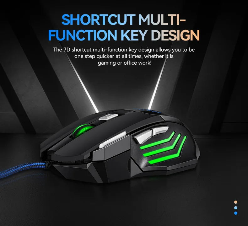 Gaming Computer Mouse #8 - USB Wired, 7 Button, Backlit Ergonomic, Backlight Adjustable