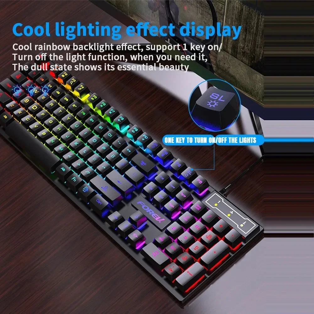 * Gaming Keyboard with Gaming Mouse - 104 Key Backlit Mechanical Keyboard, Wired Gaming Keyboard, Waterproof, Luminous Keyboard And Mouse Set for Gamer PC, Laptop, Office