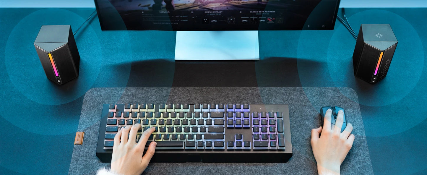 * Gaming Computer Speakers - FIFINE Sound Box with Stereo Surround Sound, USB RGB Speaker with Vol Control for PC, Laptop, PS4/5, TV