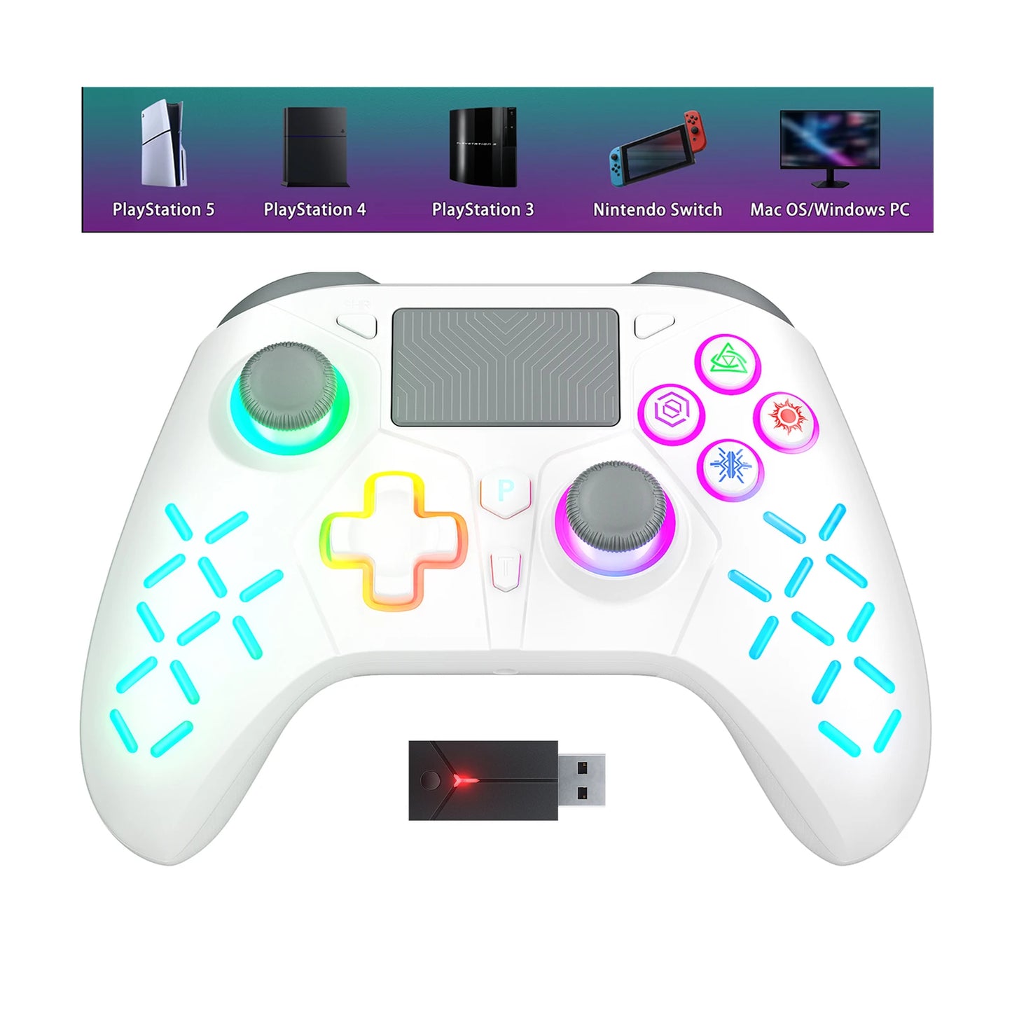 PS3/PS4/PS5 Wireless Controller - Gamepad For Ps5/Ps4 Console, P5 Wireless Controller, Dual Vibration Hall Effect, With Turbo Touchpad, Gaming Remote Accessories