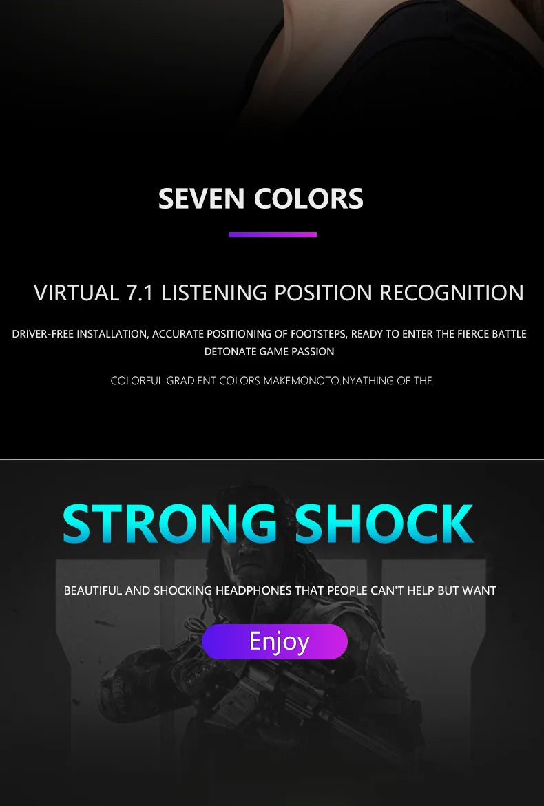* Gaming Headphones with Microphone - For PC/PS4/PS5, EKSA E1000, 7.1 Surround, RGB Gaming Headset, USB Wired Headphones With Noise Cancelling Microphone