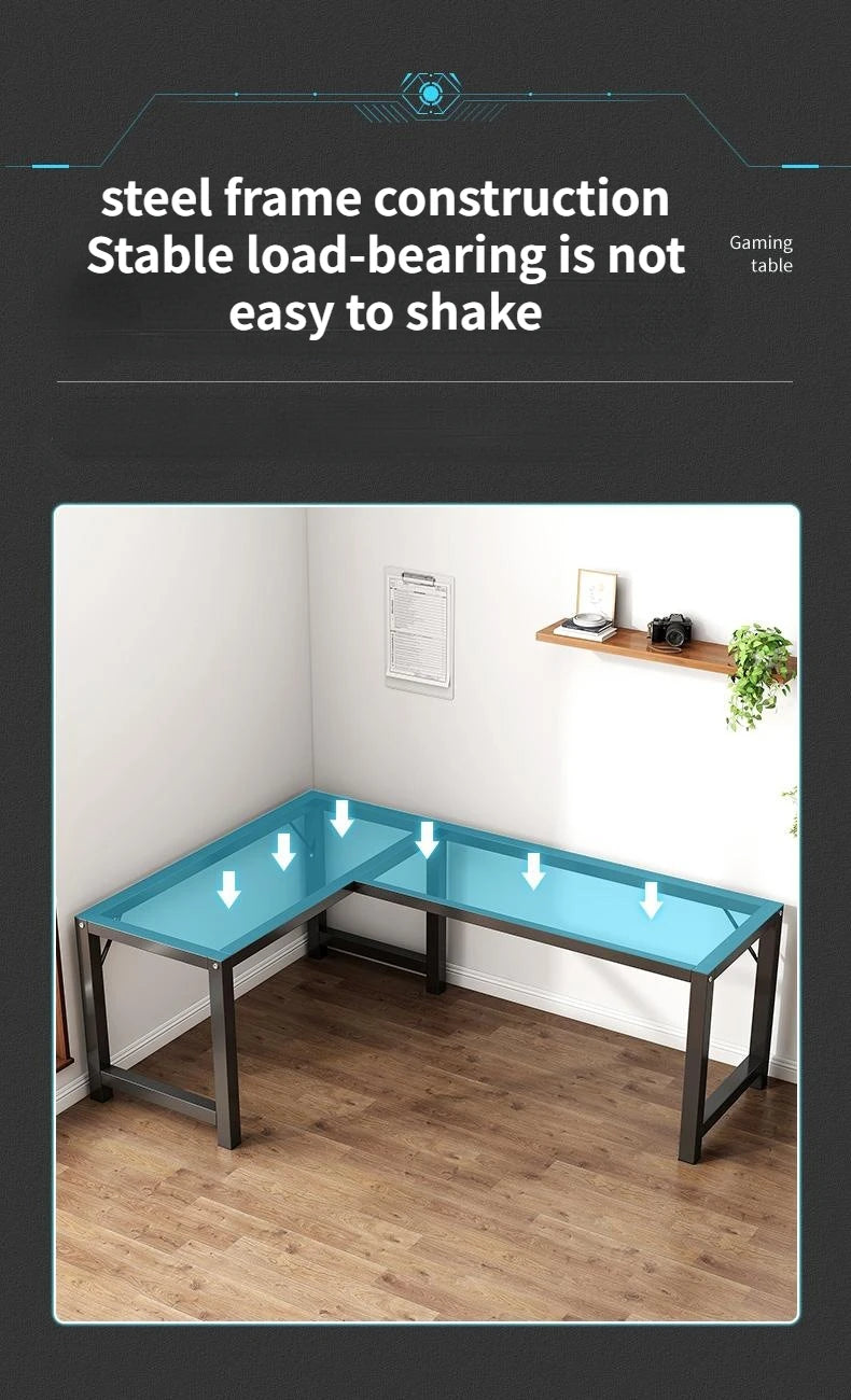 Modern Corner Computer Table - Desk, Home, Double Gaming Desk for Office, Designer L-shaped, Office Computer Desk with Bookshelf Furniture