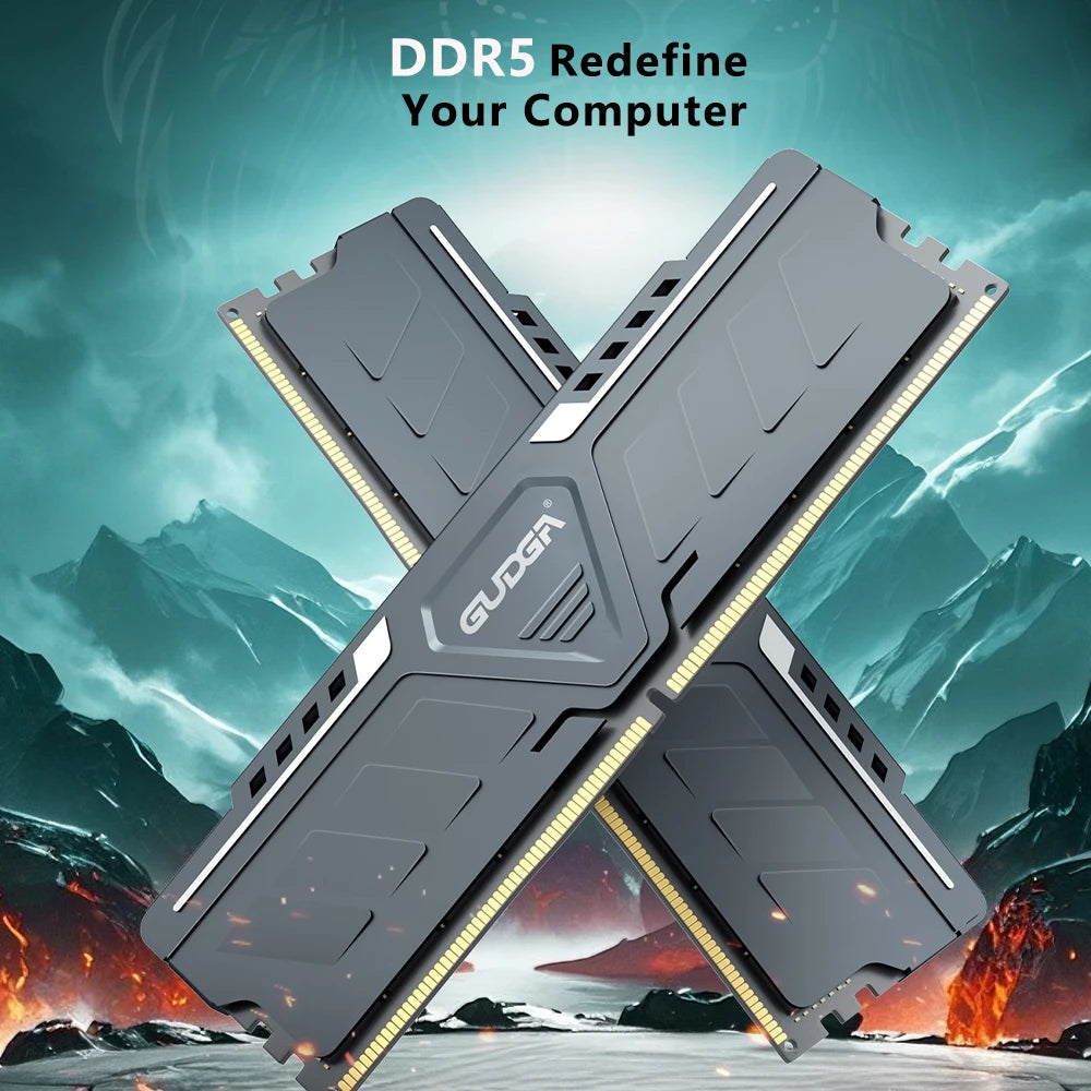 * GUDGA Memoria Ram DDR5 - 8GB/16GB/32GB 4800MHz 5600Mhz 6000Mhz 6400Mhz 6800Mhz  CL34/38/46/40 Desktop Computer Dimm Memory