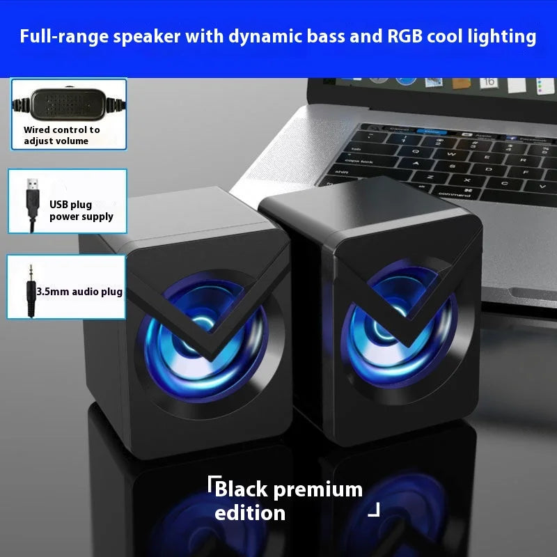 Computer Speakers - High Quality, Stereo Sound, Small Stereo, Subwoofer, Wired Speaker with RGB Light, Home, Office