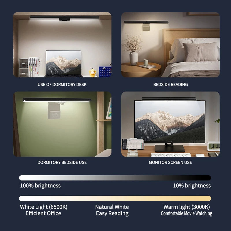 Computer Monitor Light - Screen Hanging Light 30CM CCT Touch Dimmable Monitor Notebook Computer LED Monitor Light for Computer Study LED Table Lamp