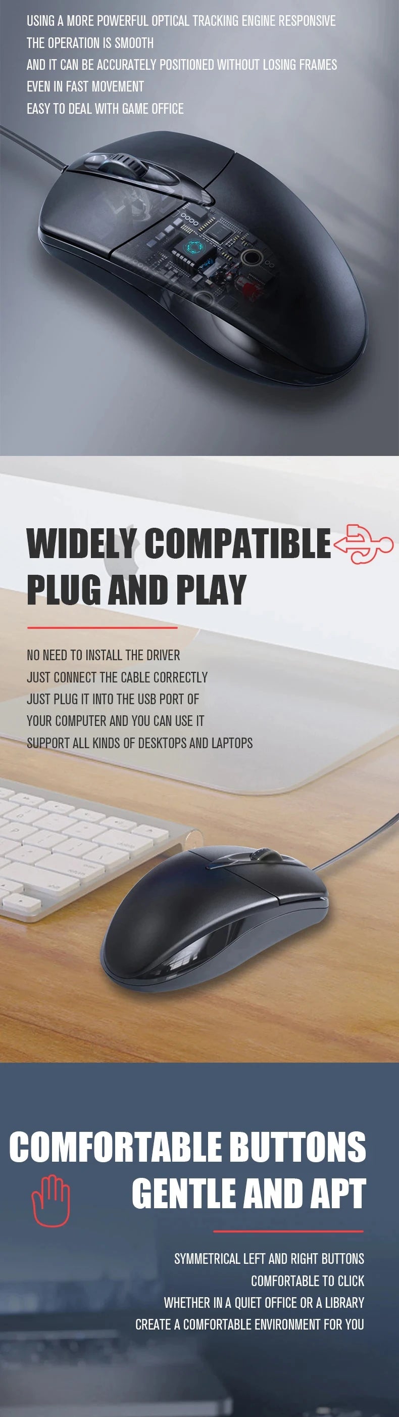 Computer Mouse - Wired USB, Optical Mouse, PC, Laptop, Notebook