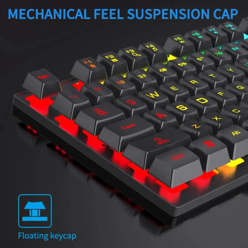 * Gaming Keyboard with Gaming Mouse - 104 Key Backlit Mechanical Keyboard, Wired Gaming Keyboard, Waterproof, Luminous Keyboard And Mouse Set for Gamer PC, Laptop, Office