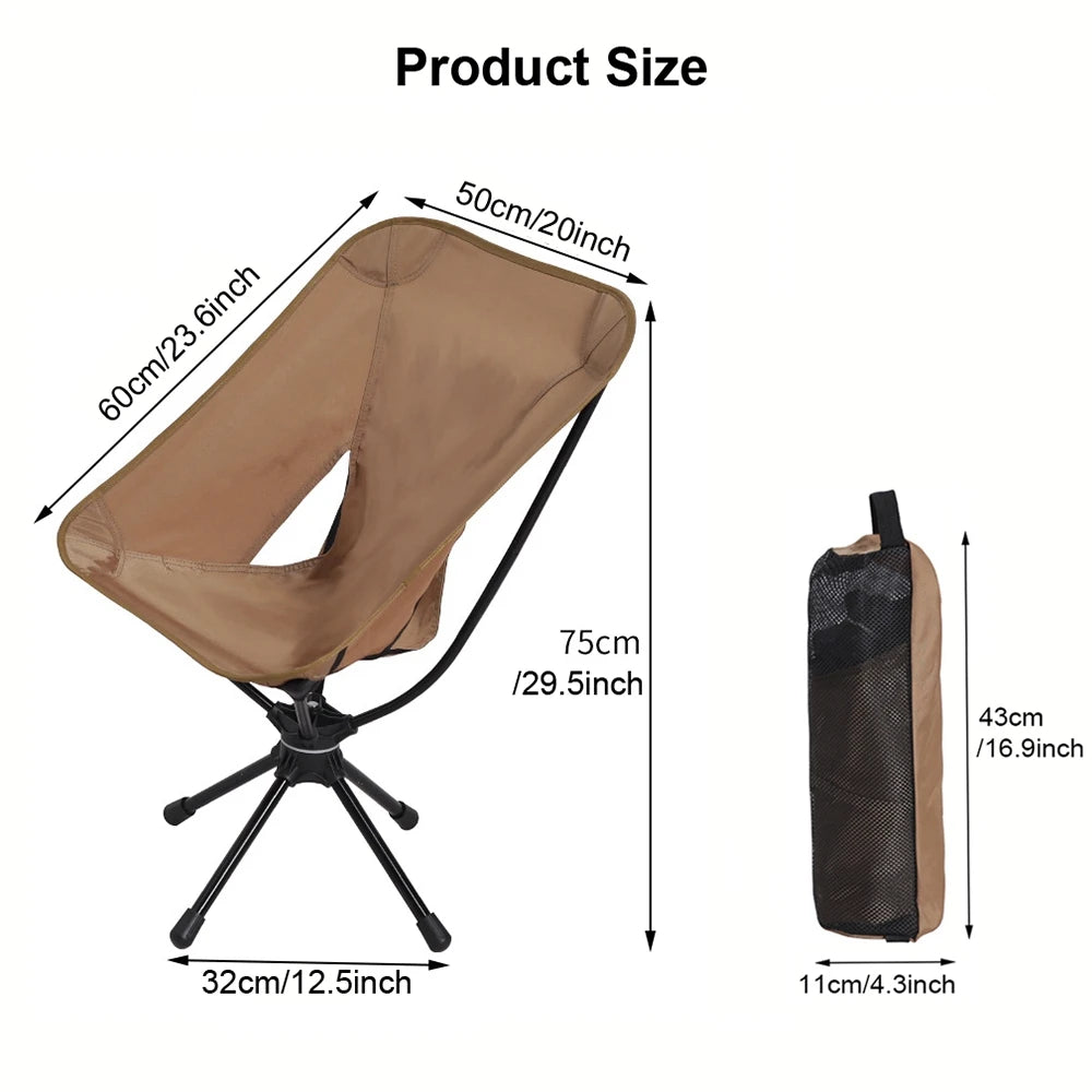 * Folding Chairs - Lightweight Rotatable Swivel Chair for Gaming, Camping, Beach, Fishing, Chairs with Carry Bag for Picnic Hiking