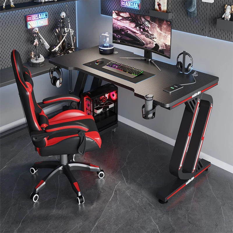 * Gaming Table - Gaming Computer Desk, Racing Style, Office Table Gamer, Pc Workstation, Gaming Desk with CPU Stand