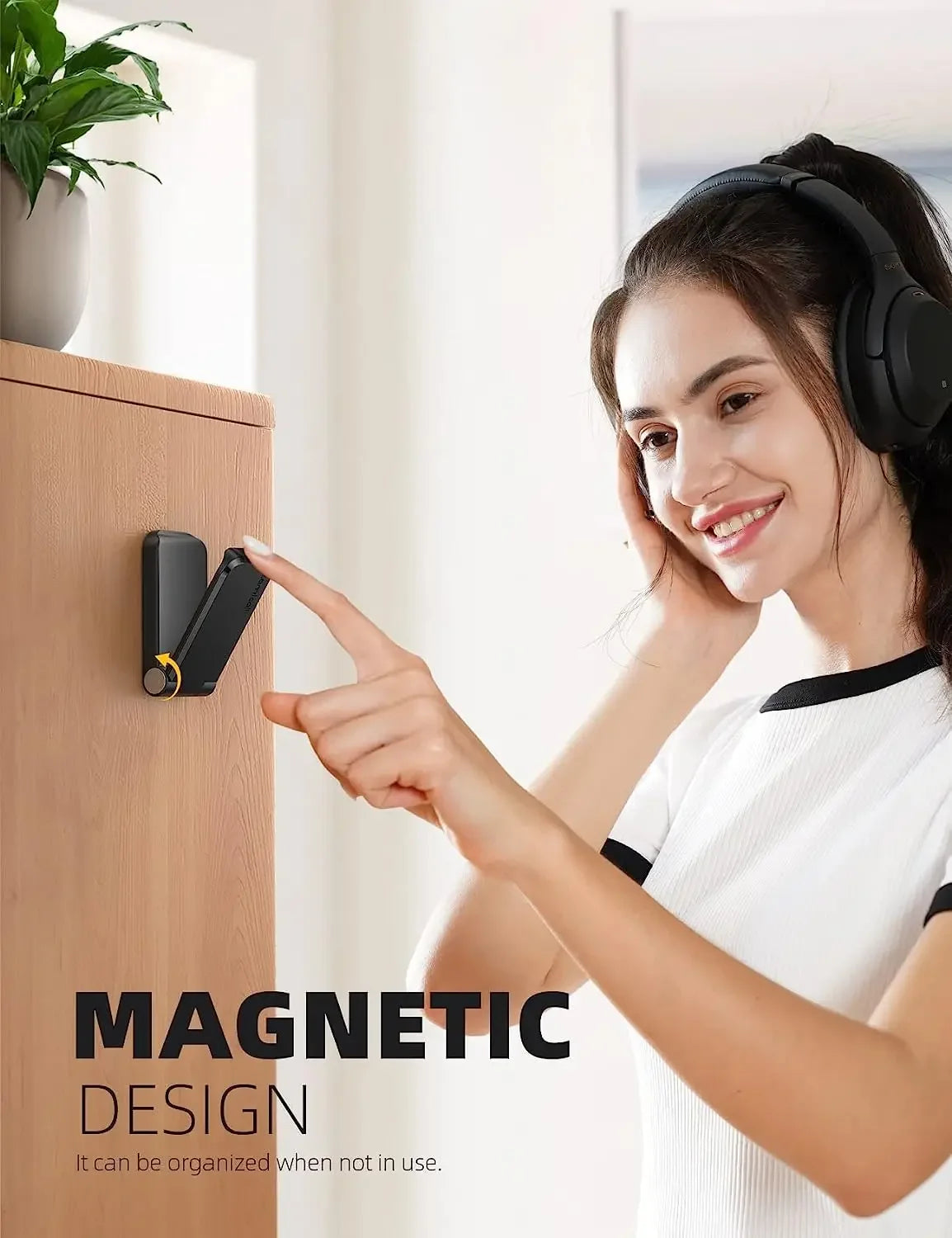 Headphone Hanger - Computer Game Accessories Suitable Small Hanging Headphone Stand Foldable Hook Mount  For School Dormitory Home Office Black