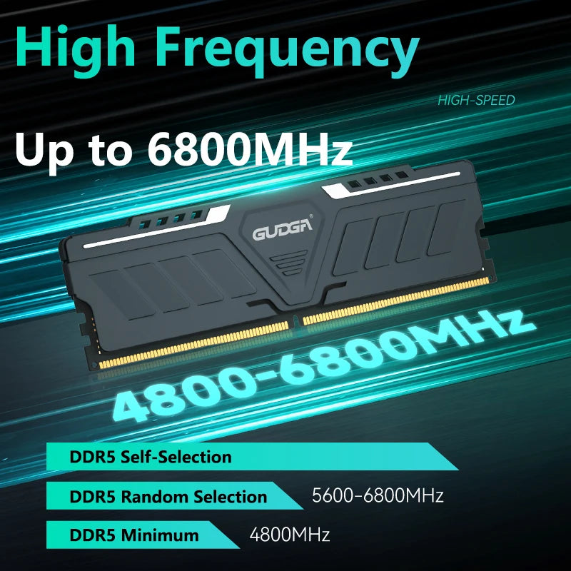 * GUDGA Memoria Ram DDR5 - 8GB/16GB/32GB 4800MHz 5600Mhz 6000Mhz 6400Mhz 6800Mhz  CL34/38/46/40 Desktop Computer Dimm Memory