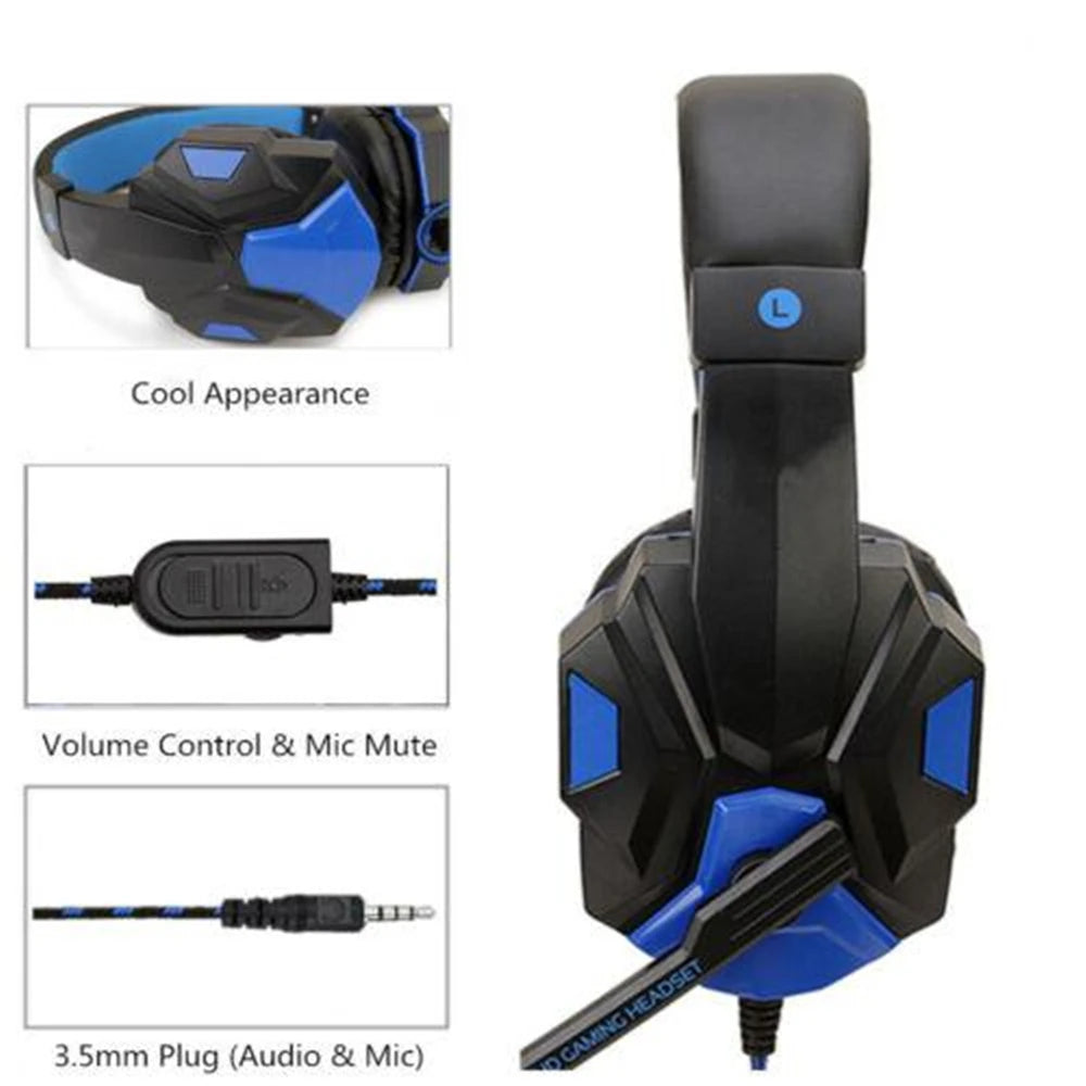 * Gaming Headphones with Microphone - Over-Ear Gaming Headsets, 3.5mm Wired Headphones, Music, Stereo Earphones With Adjustable Microphone For PS4, PS5, Laptop, Computer, PC