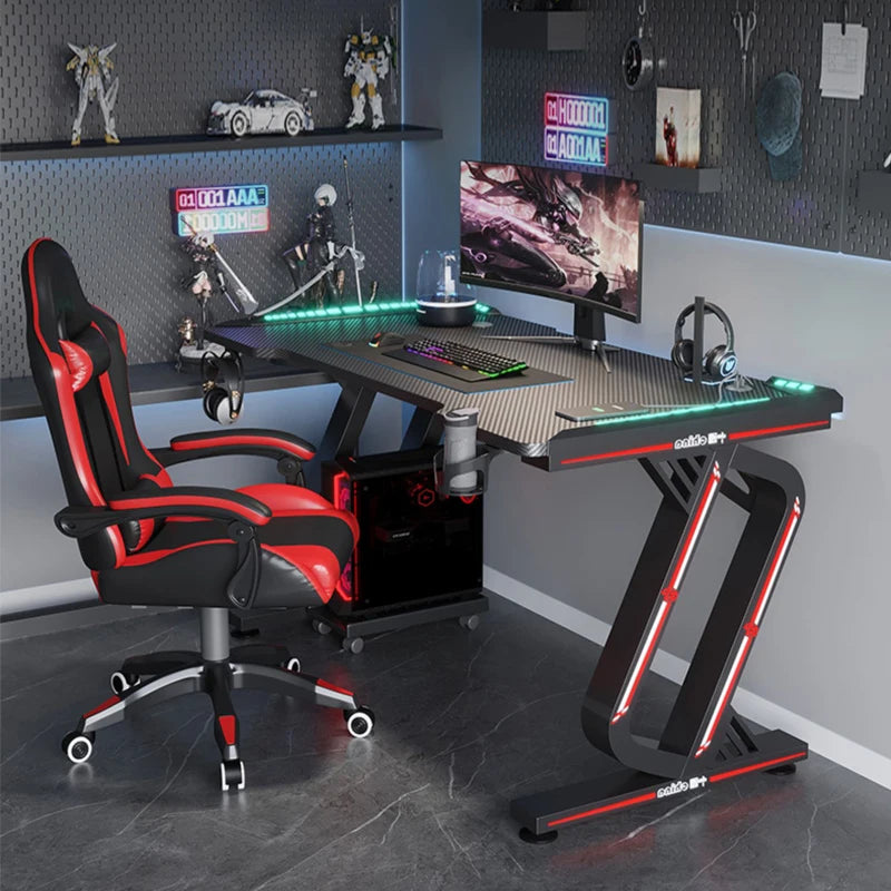 * Gaming Table - Gaming Computer Desk, Racing Style, Office Table Gamer, Pc Workstation, Gaming Desk with CPU Stand