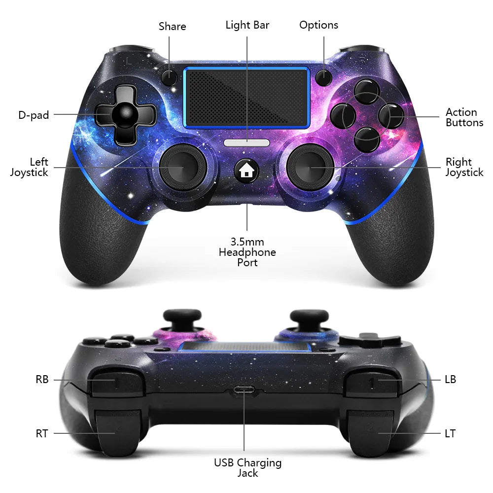 PS4 Wireless Controller - AceGamer Wireless Gamepad for PS4 Controller,with USB C Cable/Double Motors/6-Axis Gyro/3.5mm Audio Jack/Touch Pad Function
