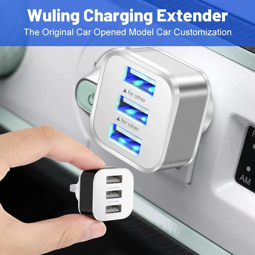 3 Port USB Slots Adaptor - USB 3 in 1 2.0 Multple USB Interface Extender Auto Electronics Accessories