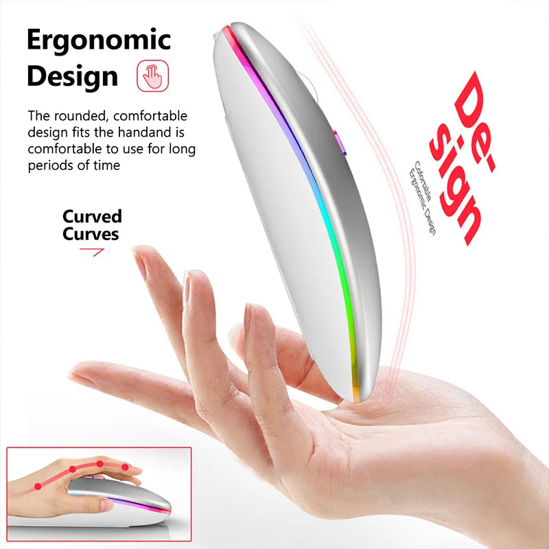 Gaming Computer Mouse #4 - Wireless, For Laptop or PC, Bluetooth, LED Backlit, Ergonomic, Rechargeable