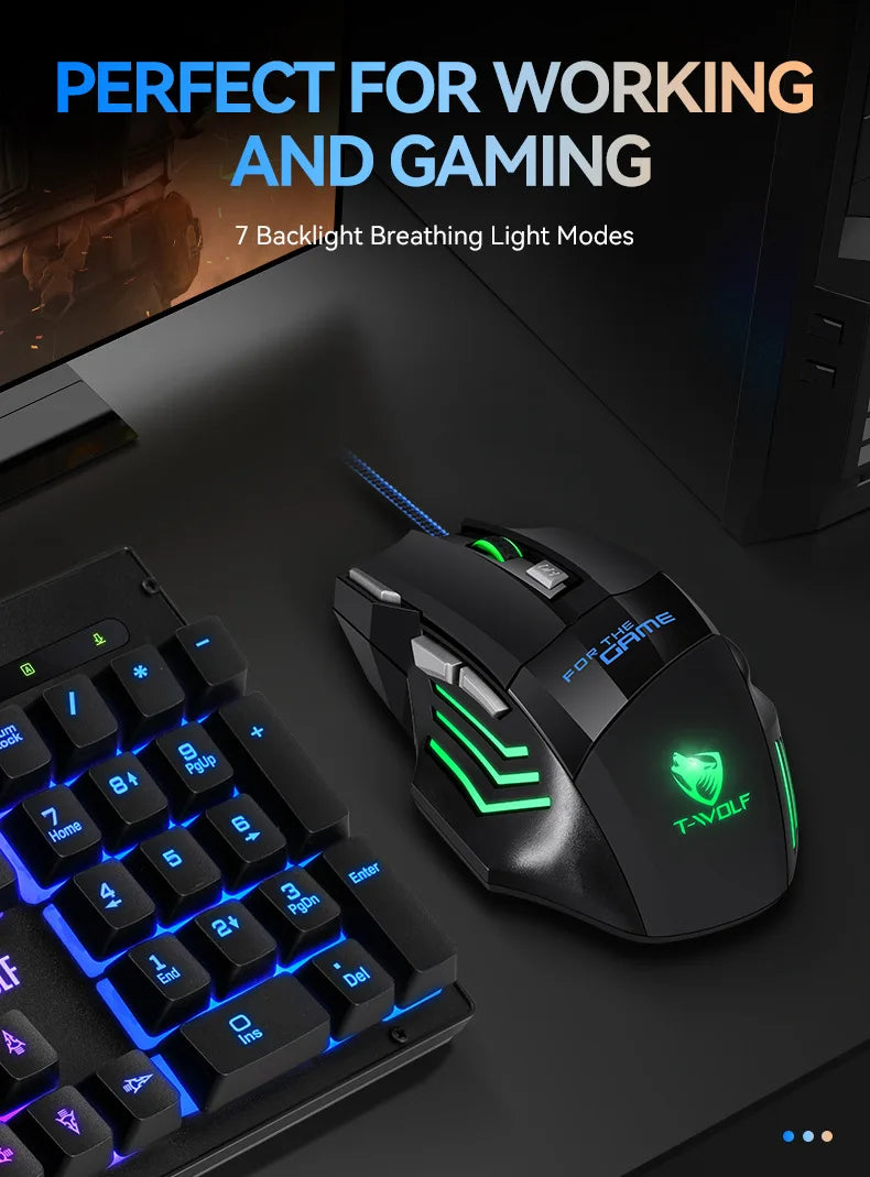 Gaming Computer Mouse #8 - USB Wired, 7 Button, Backlit Ergonomic, Backlight Adjustable