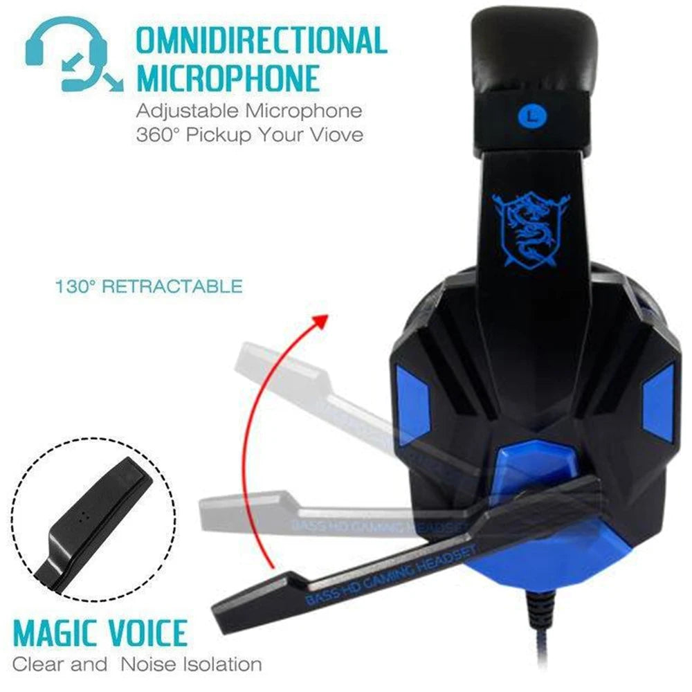 * Gaming Headphones with Microphone - Over-Ear Gaming Headsets, 3.5mm Wired Headphones, Music, Stereo Earphones With Adjustable Microphone For PS4, PS5, Laptop, Computer, PC