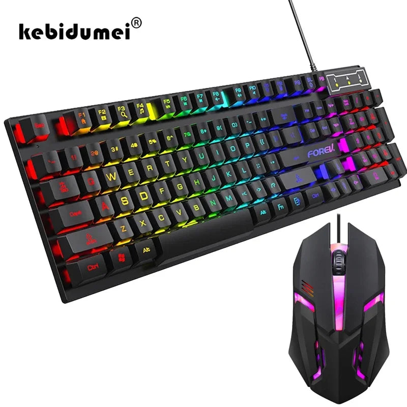 * Gaming Keyboard with Gaming Mouse - 104 Key Backlit Mechanical Keyboard, Wired Gaming Keyboard, Waterproof, Luminous Keyboard And Mouse Set for Gamer PC, Laptop, Office