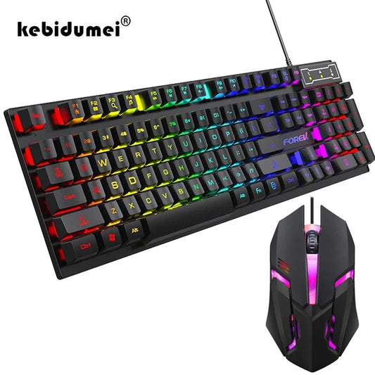 * Gaming Keyboard with Gaming Mouse - 104 Key Backlit Mechanical Keyboard, Wired Gaming Keyboard, Waterproof, Luminous Keyboard And Mouse Set for Gamer PC, Laptop, Office