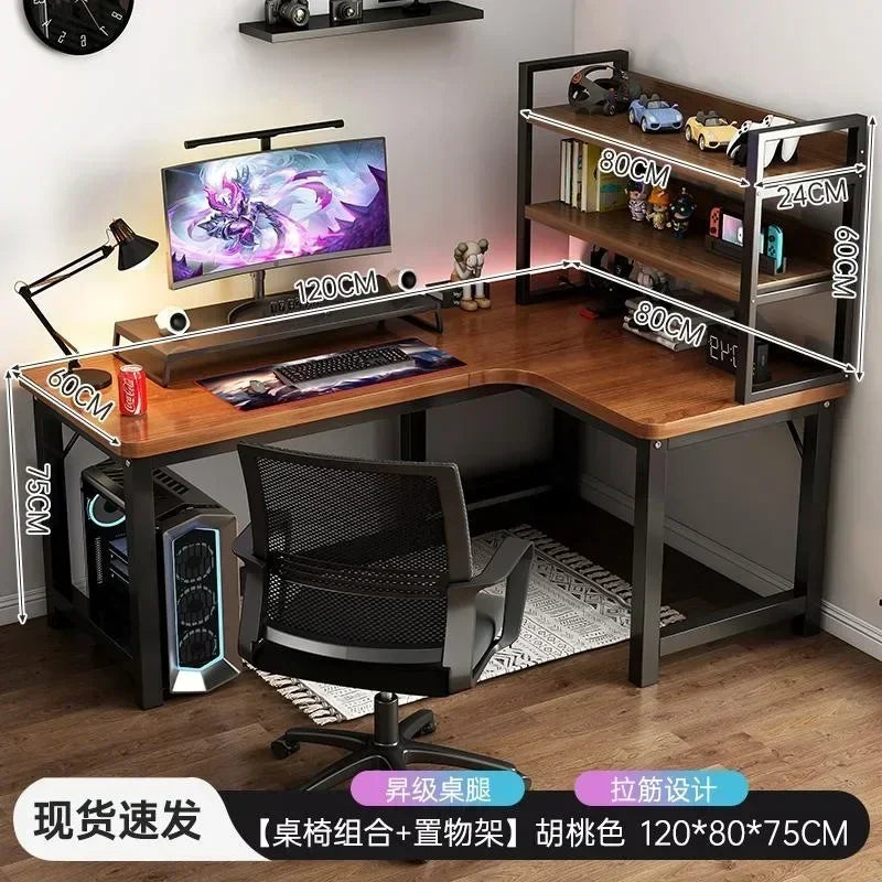 Modern Corner Computer Table - Desk, Home, Double Gaming Desk for Office, Designer L-shaped, Office Computer Desk with Bookshelf Furniture