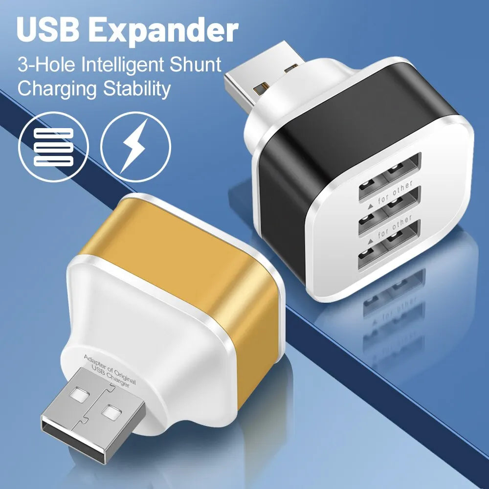 3 Port USB Slots Adaptor - USB 3 in 1 2.0 Multple USB Interface Extender Auto Electronics Accessories