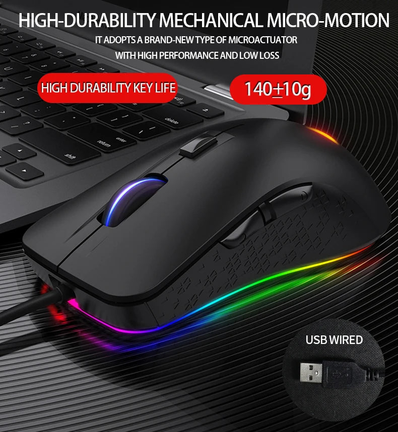 Gaming Computer Mouse #2 - Ergonomic, Wired, for Office, Laptop, Desktop, PC, eSports, Comfortable, Versatile
