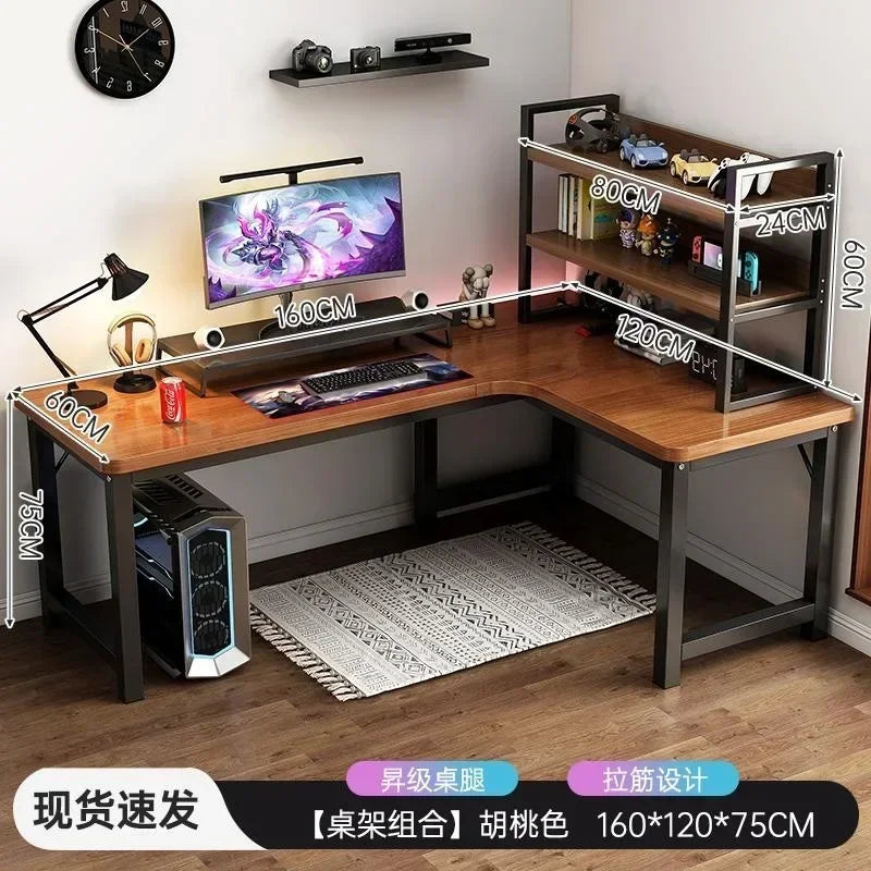 Modern Corner Computer Table - Desk, Home, Double Gaming Desk for Office, Designer L-shaped, Office Computer Desk with Bookshelf Furniture