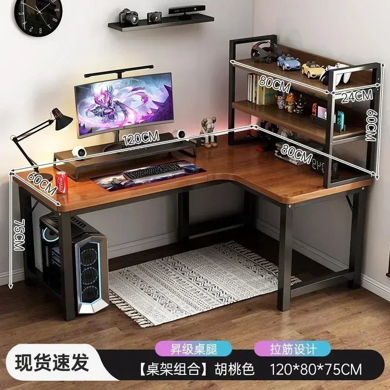 Modern Corner Computer Table - Desk, Home, Double Gaming Desk for Office, Designer L-shaped, Office Computer Desk with Bookshelf Furniture