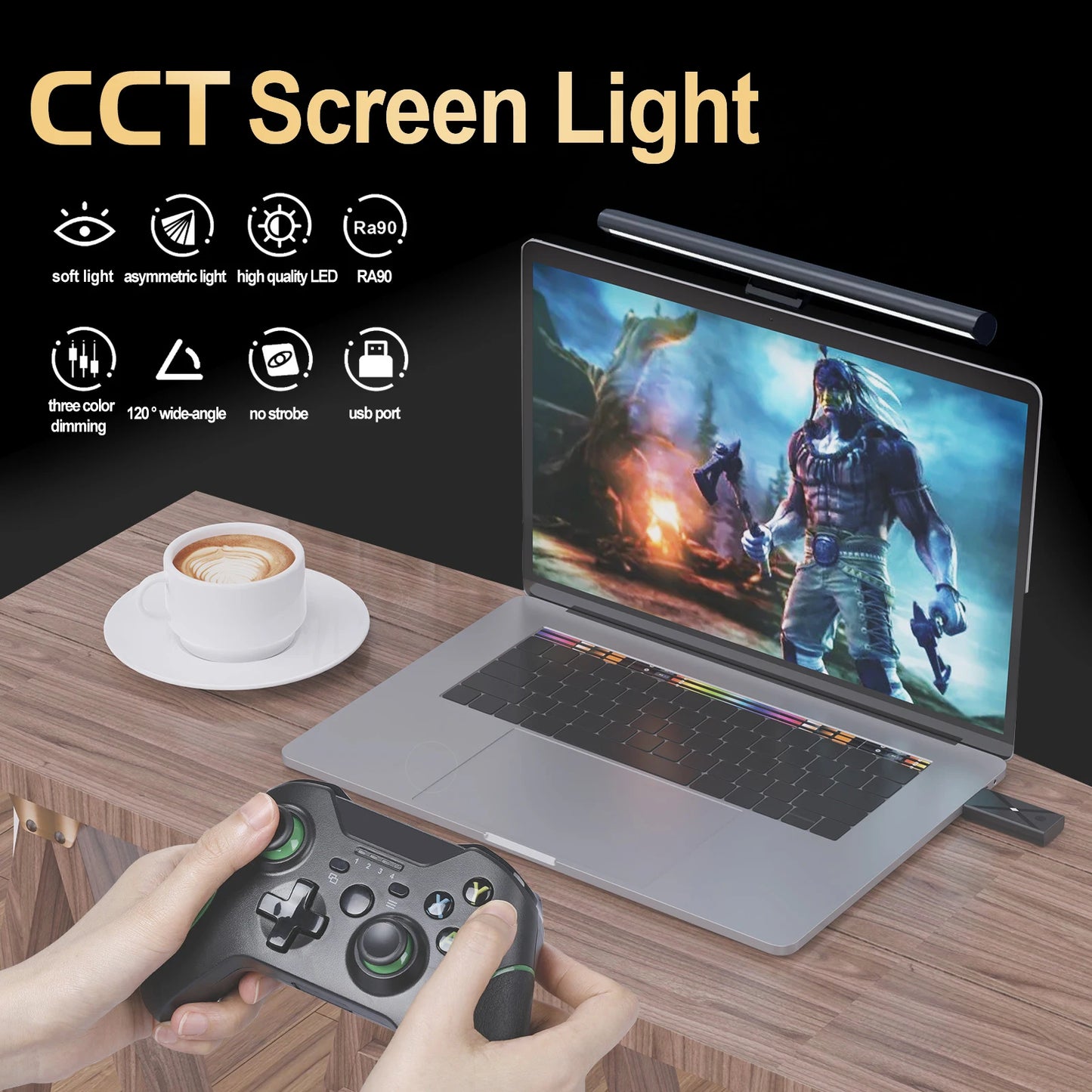 Computer Monitor Light - Screen Hanging Light 30CM CCT Touch Dimmable Monitor Notebook Computer LED Monitor Light for Computer Study LED Table Lamp
