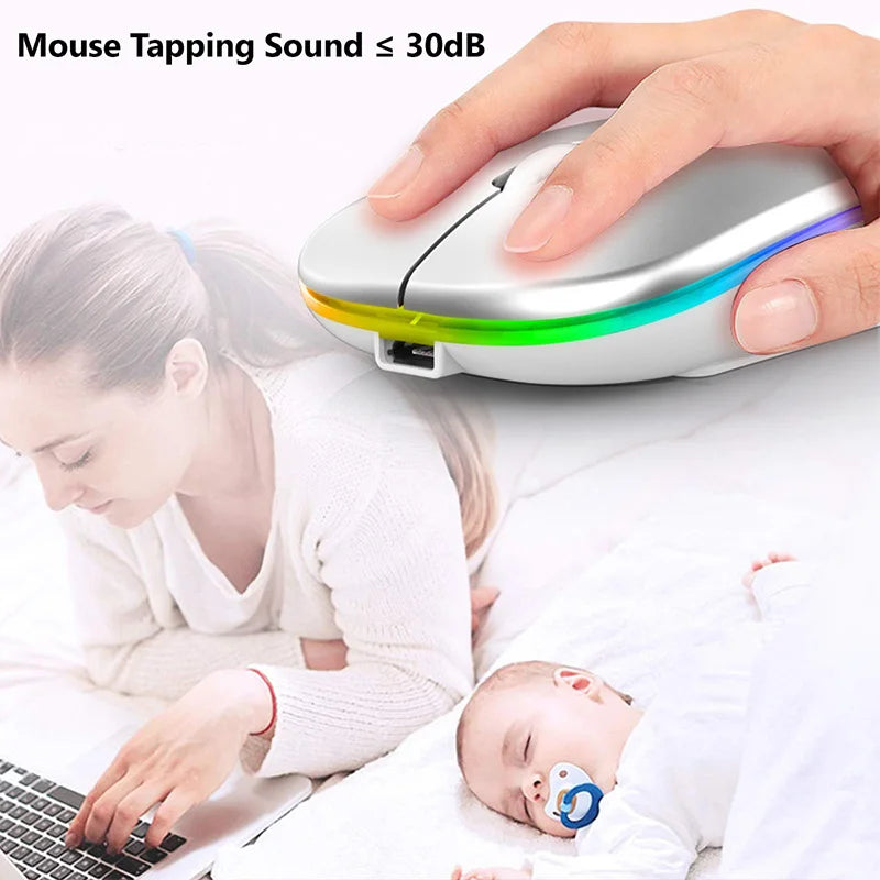 Gaming Computer Mouse #4 - Wireless, For Laptop or PC, Bluetooth, LED Backlit, Ergonomic, Rechargeable
